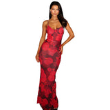Women Dresses Spring Slim-Fitting Dress Vintage Printed Suspender Skirt (Csm202403)
