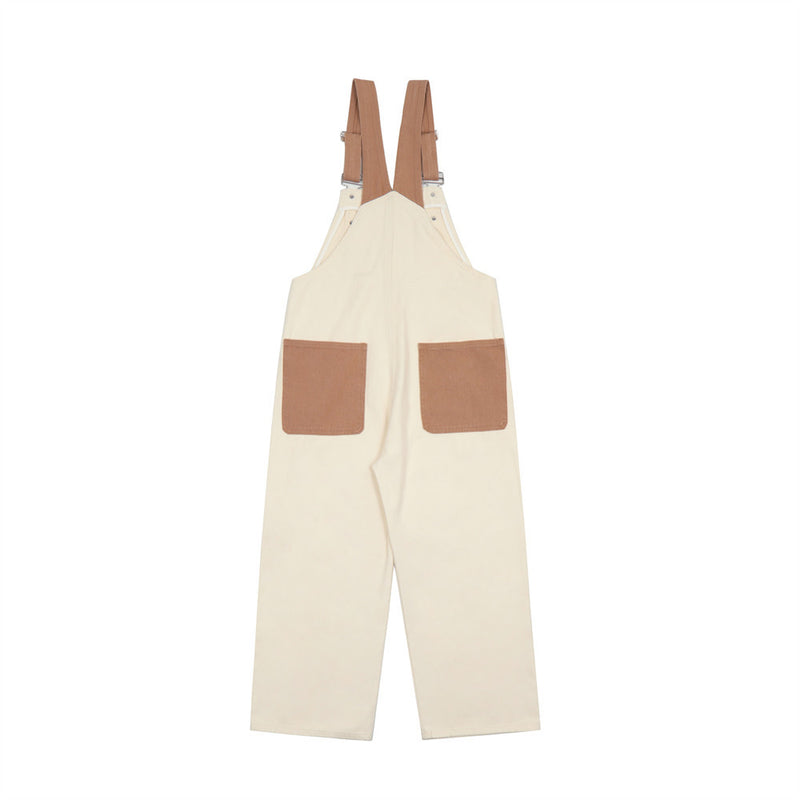 Women Pants Embroidered Trousers Loose Straight Suspenders