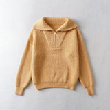 Women Sweater Knitwear Zipper and Lapel Sweater Sweater