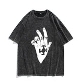 Washed vintage cotton t-shirt Trafalgar Rowe print washed and old