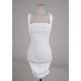 Women Dresses Summer Square Collar Pleated Hip Skirt Sexy Vest Suspender Skirt Skirt