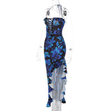 Women Dresses Spring Sexy Hollow Backless Lace-up Dress