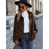 Women Trench Coat Autumn Lapel Long Sleeve Mercerized Zipper Mid-Length Babe Cashmere Casual Jacket