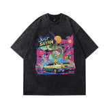 Men T Shirt Printed Washed Distressed Short Sleeve T-shirt Men Oversize Half Sleeve Tee