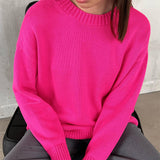 Ladies Leisure Knitwear round Neck Long Sleeve Autumn and Winter Sweater Loose Casual Sweater