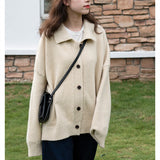 Women Knitwear Fall and Winter Lapels Sweater Loose Knitted Cardigan