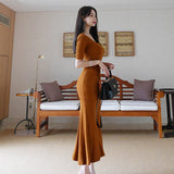 Women Dresses Square Collar Dress Sexy Sheath Dress