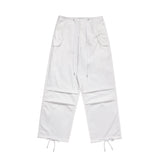 Men Sweatpants Pleated Workwear Casual Pants Double-Layer Mesh Lining Sports Straight Trousers