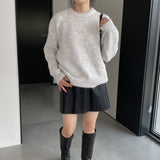 Women Winter Knitted Sweater round Neck Sweater Autumn and Winter Loose-Fitting Long Sleeve Sweater Q731