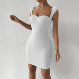 Women Dress Spring and Summer Sexy Nightclub Skirt Sleeveless Knitted Hip Spaghetti Straps Dress