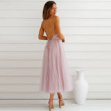 Women Date Dress Summer Sexy Tulle Skirt V-neck Dress Dress