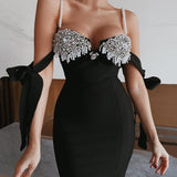 Women Dresses Bandage Dress Pearl Suspender Party Dress (Ont0408)