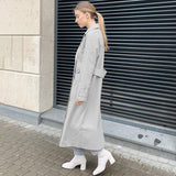Women Trench Coat Long Autumn and Winter Long Sleeve Turn-down Collar Coat