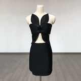 Women's Evening Dress Sexy Cutout Midriff Outfit Hip Skirt Bandage Dress