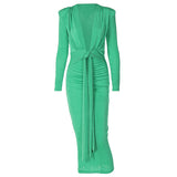 Women Dresse Sexy V-neck Slim Fit Sheath Mid-Length Dress