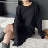Women Knitted Two-Piece Set Knitted Tassel Sweater Dress Skirt