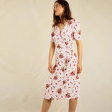 Robe Bridgerton Summer Print Floral Vintage Short Sleeve V-neck