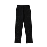 Men Sweatpants Five-Pointed Star Embroidered Straight-Leg Trousers Solid Color Loose Jeans