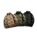 Unisex Winter Cotton Coat Vintage Cotton Stand Collar Stretchy Sleeves Cotton-Padded Coat