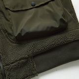 Unisex Winter Cotton Coat Stitching Lambswool Stand-up Collar Cotton-Padded Clothes Vintage Loose Cargo Cotton-Padded Jacket