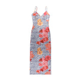 Women Dresses Summer Slim Fit Long Dress Sexy Leopard Strap Dress