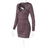 Women Dresses Spring V Long Sleeve Slim Fit Dress