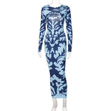 Women Dresses Fall Slim Fit Backless Long Sleeves Dress