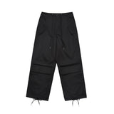 Men Sweatpants Pleated Workwear Casual Pants Double-Layer Mesh Lining Sports Straight Trousers