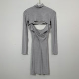 Women Dresses Turtleneck Long Sleeve Blouse V-neck Brace Dress Two-Piece Suit Hip Skirt