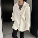 Women Cardigan Sweater Winter Zipper Coat Lapel Ins Long Sleeve Loose Sweater 1t8835