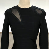 Women Evening Dress Autumn Dress Long Sleeve Sexy Gauzy Gown Bandage One-Piece Dress