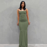 Women Dresses Casual Sleeveless Slim Fit Camisole Dress (Bla0420)