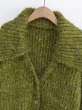 Women Sweater Knitwear Spring and Autumn V-neck Single-Breasted Thick Stick Short Knitted Sweater Cardigan Loose Long Sleeve Jacket