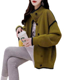 Women Knitted Cardigan Autumn and Winter Turtleneck Sweater Loose Single-Breasted Knitted Cardigan