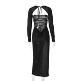 Women Dresses Autumn Sexy Hollow Backless Long Sleeve Dress