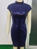 Women Evening Gown Sexy Retro Sequins Dress