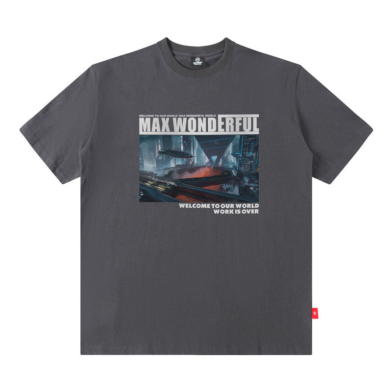 Men T Shirt Casual Short-Sleeved T-shirt Men and Women Retro Half Sleeve T-shirt