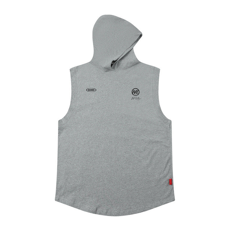 Men Vest Hooded Vest Spring/Summer Loose Hip Hop Sleeveless T-shirt