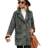 Women Trench Coat Autumn Loose Mercerized Double-Sided Velvet Casual Long Coat