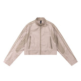Women Jacket Short PU Leather Coat Racing Suit