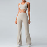 Women Yoga Set Exercise Yoga Clothes Wide Leg Bootleg Pants