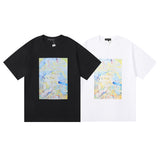 Purple Brand T Shirts Landscape Painting Abstract Oil Painting Printing Men's and Women's Loose Casual Short-Sleeved T-shirt