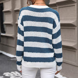 Women Knitted Sweater Autumn Long Sleeve Striped Sweater