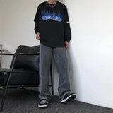 Men Jeans Loose Straight Jeans Fall Casual Wide-Leg Trousers