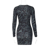Women Dresses Winter Sexy Hollow Long-Sleeved Slim Fit Hip Skirt