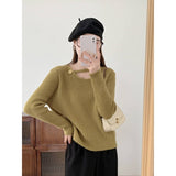 Women Knitted Pullover Autumn Hollow out off-Shoulder Knitwear Top
