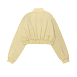 Women Jacket Autumn Stand Collar Long Sleeve Waist Trimming Short Coat