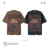 American vintage street T-shirt pure cotton retro men's and women's summer loose