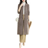 Women Knitwear Autumn and Winter Double-Breasted Knitted Cardigan Loose Overcoat