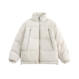Unisex Winter Cotton Coat Zipper Pocket Decoration Stand-up Collar Cotton-Padded Clothes Vintage Detachable Sleeve Cotton Jacket
